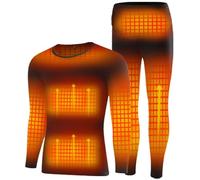 EKSED Ensemble De sous-vêtements Chauffants pour Hommes, sous-vêtements Thermiques Électriques USB avec 3 Niveaux De Chauffage Et 6 Zones De Chauffage,XL,Black