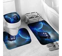 EKSED Ensemble Tapis de Bain, Carpettes de Toilette 3 Pièces,Doctor Who Thème de l'espace du Film Impression Artistique,Tapis WC Antidérapant Doux Absorbant pour la Salle de Bain/WC