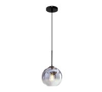 EKSED Suspension Moderne en Verre avec Douille E27, Luminaire Plafonnier à Abat-Jour Sphérique de 20 cm pour Îlot de Cuisine, Salle à Manger (Argenté, 1 Lumière)