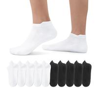 EKSHER 10 Paires Chaussettes Homme 47-50 Blanche Chaussette de Sport Homme Coton Courtes Socquettes Femme Running Basses Sockettes Anti Transpiration pour le Sport et les Loisirs Noir Blanc 47-50