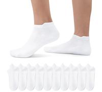 EKSHER 10 Paires Chaussettes Homme 47-50 Blanche Socquettes Femme Coton Chaussette Basses Homme Courtes Running Soquette Sockettes Anti Transpiration pour le Sport et les Loisirs Blanc 47-50