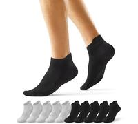 EKSHER Chaussettes Basses Homme 43-46 Lot Soquette Femme 10 Paires Coton Mini Socket Respirantes Sport Running Travail Randonnées Gris Noir