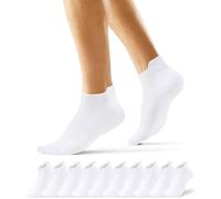 EKSHER Chaussettes Femme 39 42 Lot Soquettes Hommes 10 Paires Basses Coton Mini Socket Respirantes Sport Running Travail Randonnées Blanc Blanche