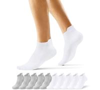 EKSHER Chaussettes Homme 39 42 Lot Soquette Femme 10 Paires Basses Coton Mini Socket Respirantes Sport Running Travail Randonnées Gris Blanc Blanche