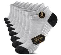 EKSHER Chaussettes Homme 43-46 Socquettes Femme Sport Lot de 8 Paires Chaussettes Basses Femme Respirant Courte Chaussette Homme Antidérapant Pour Running, Travail, Gris clair