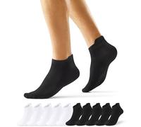EKSHER Chaussettes Homme 47-50 Lot Soquette Femme 10 Paires Basses Coton Mini Socket Respirantes Sport Running Travail Randonnées Noir Blanc Blanche