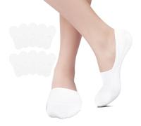 EKSHER No Show Lot de 10 paires de chaussettes de sport invisibles en coton et silicone antidérapant pour l'été, 10 x blancs, 43-46