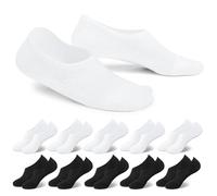 EKSHER No Show Lot de 10 paires de chaussettes de sport invisibles en coton pour homme et femme Antidérapantes et respirantes, 5 blanches et 5 blanches, 43-46