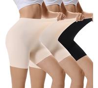 EKSHER Shorty Cycliste Femme Culotte Gainante Short Anti Frottement Cuisse Femme sous Jupe Douce Legging Court sans Couture Boxer Lot de 3 Beige Beige Noir M