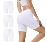EKSHER Shorty Cycliste Femme Culotte Gainante Short Anti Frottement Cuisse Femme sous Jupe Douce Legging Court sans Couture Boxer Lot de 3 Blanc XL