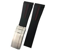 EKSIL Bracelet de montre en caoutchouc avec extrémité incurvée pour montre Rolex Submariner GMT Daytona Deep Sea Dweller Explorer 2 20 mm 21 mm, 20mm black buckle