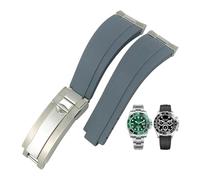 EKSIL Bracelet de montre en caoutchouc grain de tête en acier pour montre Rolex Submariner Sub GMT ditongna 20 mm, RoseBuckle-end