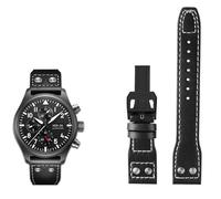 EKSIL Bracelet de montre en cuir véritable 20 mm, 21 mm, 22 mm pour IWC Big Pilot Flamethrower Little Prince Mark Strap Willow Nail Bracelet, 22mm, Agate
