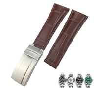 EKSIL Bracelet de montre en cuir véritable 20 mm pour Rolex Yatch Master Submariner Daytona Noir/vert Motif alligator, 20 mm