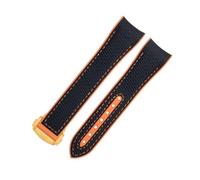 EKSIL Bracelet de montre Omega pour cadran Seamaster 600 de 43,5 mm avec boucle déployante 21 mm souple FKM Fluororubber Nylon Texture Full Rubber Watch Band, 21mm