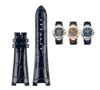 EKSIL Pour Patek Philippe Nautilus 7118 5712 Cuir Véritable Connecteur Acier 5711 5712G Bracelet de montre Encoche 25 x 13 mm, 25mm-13mm, Agate