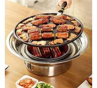 EKSMA Barbecue au Charbon de Bois, Barbecue coréen antiadhésif en Acier Inoxydable de 13,7 Pouces, réchaud à Charbon Portable for Camping, Pique-Nique et Cuisine de fête en intérieur