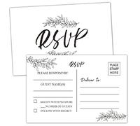 EKSPLODI 50 cartes RSVP - Cartes de réponse pour mariage, dîner de répétition, fêtes prénatales et prénuptiales, anniversaires, fiançailles et enterrements de vie de jeune fille