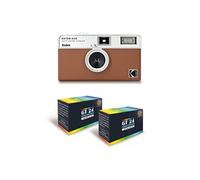 KODAK EKTAR H35 - Caméra Vidéo Demi-Format 35mm Réutilisable, Sans Mise au Point, Légère, Facile à Utiliser - Marron + 2 Pellicules 35mm Couleur 24 Expositions