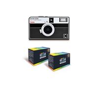 KODAK EKTAR H35N - Caméra Film Demi-Format 35mm Réutilisable, sans Mise au Point, Légère, Facile à Utiliser - Noir Rayé + 2 Pellicules 35mm Couleur 24 Expositions