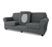 Ektorp Housse de canapé extensible avec coussins élégants et antidérapants pour canapé + 3 petits sièges Gris foncé