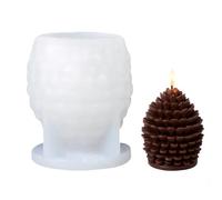 Ekukeon - Moule en silicone pour cônes de pin 3D, avec 10 mèches de bougie, moule en silicone pour cônes de pin, moules en silicone pour couler des bougies, pour DIY savon, chocolat, fabrication de