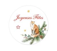 eKunSTreet 100 Rouge Joyeux Noël et Bonne Année Autocollant, motif de couronne de fleurs et de baies Étiquettes, 40mm Joyeuses Fêtes Stickers pour l'emballage cadeau - UNI 406