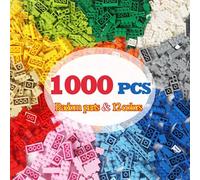 ekuzi Boîte de briques à construire, compatible avec Lego Classic, 1000 pièces de petits blocs classiques en vrac, parfaits pour les enfants de 6 ans, cadeaux pour enfants, multicolore