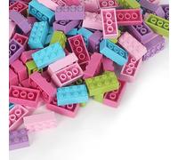 ekuzi Lot de 121 briques de construction multicolores de 5 x 10 cm, briques de construction classiques compatibles avec Lego Classic, jouets créatifs STEM pour enfants (rose/bleu/violet/vert/rose
