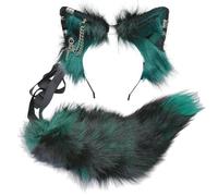 Ekwikzz Ensemble oreilles de loup et queue de loup avec serre-têtes et clips pour costumes de cosplay, accessoires gothiques et punk pour Halloween SI Cross D GR