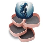 EKYOSHCZ Boîtes à bijoux rotatives à 4 couches pour femme - Motif sirène bleue