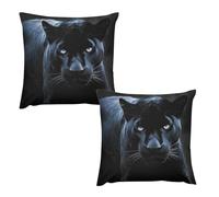 EKYOSHCZ Lot de 2 housses de coussin décoratives carrées modernes et douces pour canapé, lit, salon, décoration d'intérieur - Motif panthère aux yeux bleus - 40,6 x 40,6 cm
