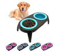 EL ÁTICO PETS Gamelle Chien Surelevee, 2 en 1 Gamelle Anti Eclaboussure Chien et Gamelle Anti Glouton Chat Eau, Support, Bols Amovibles et Pliables (Bleu)