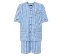 El Búho Nocturno Pyjama Homme Été Court Judo Popeline à Rayures Pyjamas pour Hommes, 100% Coton, Bleu 4548, 4XL