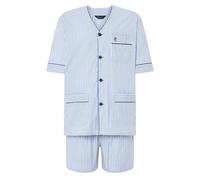El Búho Nocturno Pyjama Homme Été Court Judo Popeline à Rayures Pyjamas pour Hommes, 100% Coton, Bleu 4547, 4XL