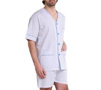 El Búho Nocturno Pyjama Homme Été Court Judo Popeline à Rayures Pyjamas pour Hommes, 100% Coton, Rose 4546, XXL
