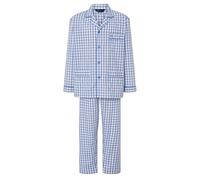 El Búho Nocturno Pyjama Homme Long Popeline Mélange - Veste Manches Longues Boutonné Rayures Carreaux Classique Elegant - Ensemble Hôpital Grandes Tailles S-5XL, 60% Coton, 40% Pol., Bleu 1403, 5XL