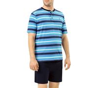 El Búho Nocturno Pyjama Homme Short Été Court Maille à Rayures Pyjamas pour Hommes, 100% Coton, Bleu 3036, L