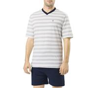 El Búho Nocturno Pyjama Homme Short Été Court Maille à Rayures Pyjamas pour Hommes, 100% Coton, Bleu 3037, 3XL