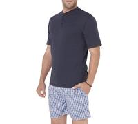 El Búho Nocturno Pyjama Homme Short Été Court Maille/Tissu Uni Pyjamas pour Hommes, 90% Coton, 10% Viscose, Bleu 3604, M