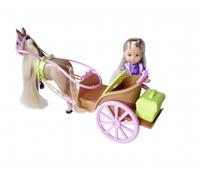 Simba Steffi Love - Evi Love Calèche - Mini Poupée 12cm - Cavalière - 1 Figurine Cheval et 6 Accessoires Inclus - 105733649