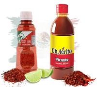 El Chilerito Sauce épicée 355 ml + tajine classique 142 g | Sauce mexicaine extra chaude et assaisonnement chili-citron pour fruits, botanes et boissons