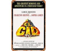 El Cid 1961 Plaque en métal rétro Décoration murale 30,5 x 20,3 cm Affiche de film Look vintage