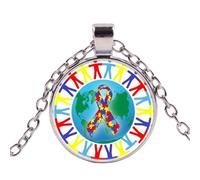 El Cuidado De NiñOs Con Autismo Colgante Collier de CúPula De CabujóN De Cristal, 4