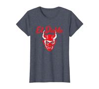 El Diablo Diable Espagnol avec Ailes Effrayant Halloween Lucifer T-Shirt, Femme, Bleu Chiné, M