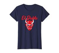 El Diablo Diable Espagnol avec Ailes Effrayant Halloween Lucifer T-Shirt, Femme, Bleu Marine, XS