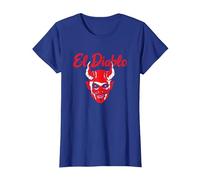 El Diablo Diable Espagnol avec Ailes Effrayant Halloween Lucifer T-Shirt, Femme, Bleu Royal, XS