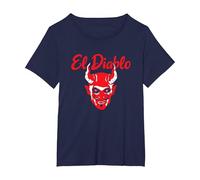 El Diablo Diable Espagnol avec Ailes Effrayant Halloween Lucifer T-Shirt, Femme Grandes Tailles, Bleu Marine, 5X