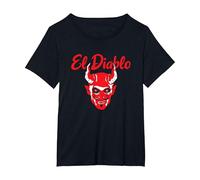 El Diablo Diable Espagnol avec Ailes Effrayant Halloween Lucifer T-Shirt, Femme Grandes Tailles, Noir, 3X