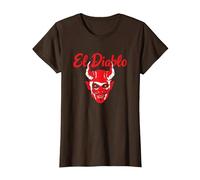 El Diablo Diable Espagnol avec Ailes Effrayant Halloween Lucifer T-Shirt, Femme, Marron, XS